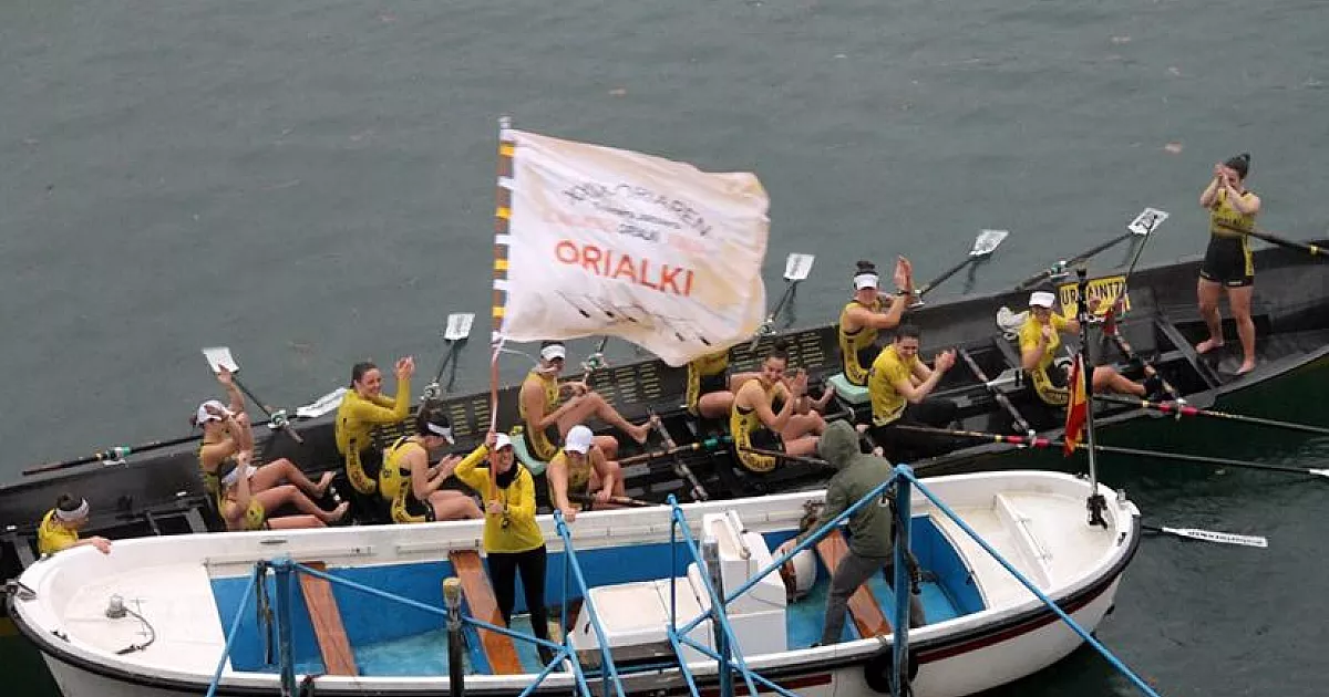 Orio y Bermeo Urdaibai repiten victoria en la tercera Bandera Orialki tras imponerse en el XXIX Descenso de Traineras del Oria